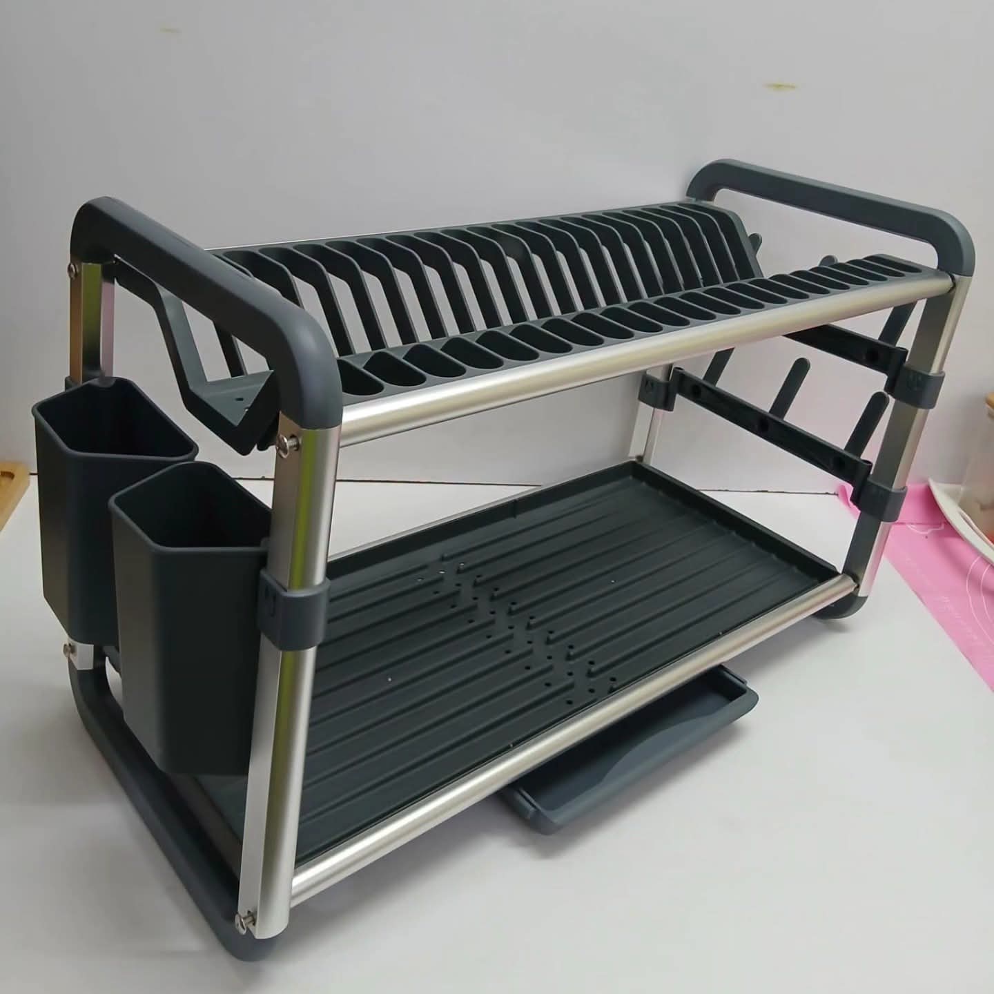 2 Tier Aluminium Plastic Dish Rack