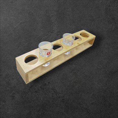 6 Slot Wooden Tot Bar Glass Holder