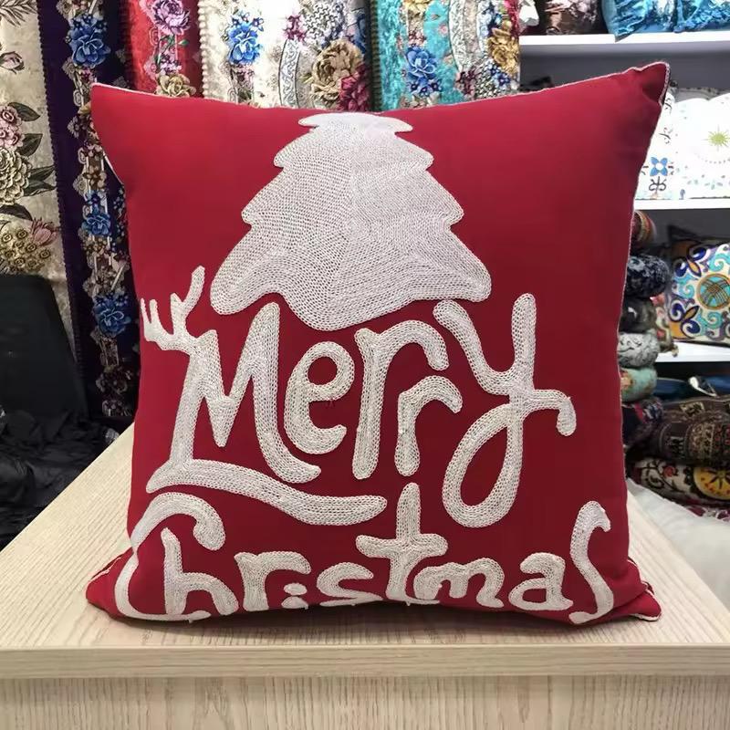 Embossed Christmas Throw Pillow Cover