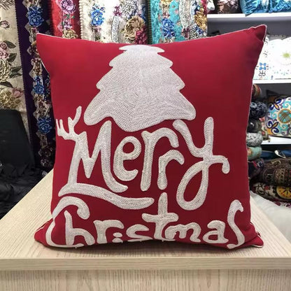Embossed Christmas Throw Pillow Cover