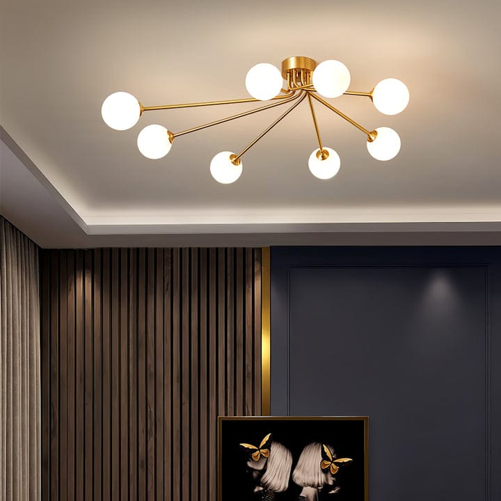 Orbit ceiling light with 8 bulbs