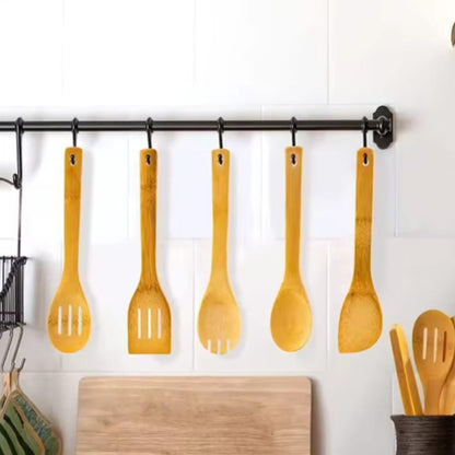 6pc  Bamboo Cutlery Set With Holder