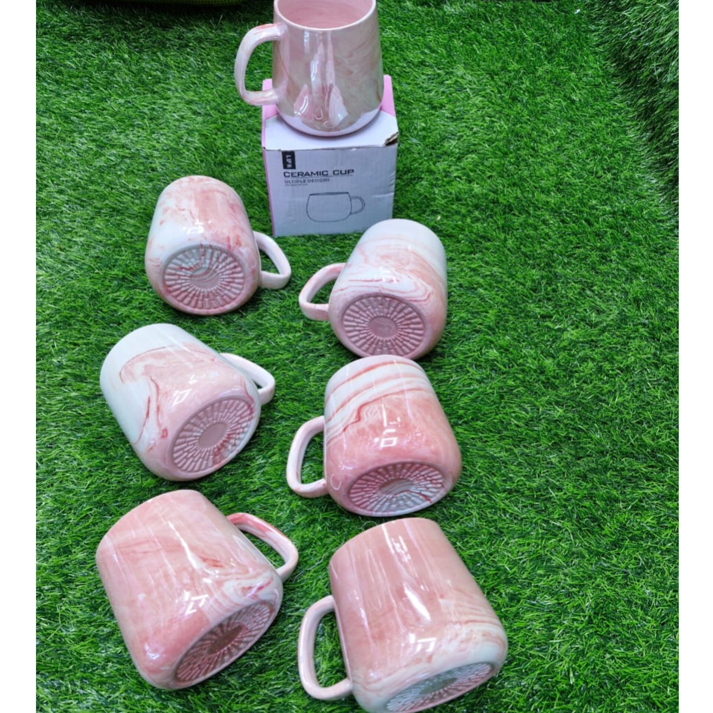 6Pc Marble mugs