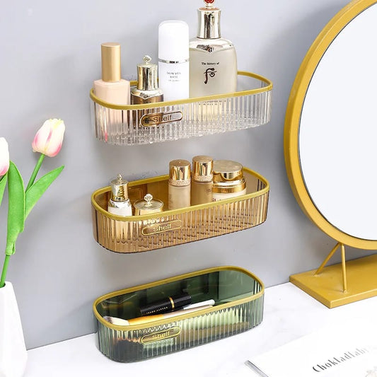 Acrylic punch free bathroom shelf
