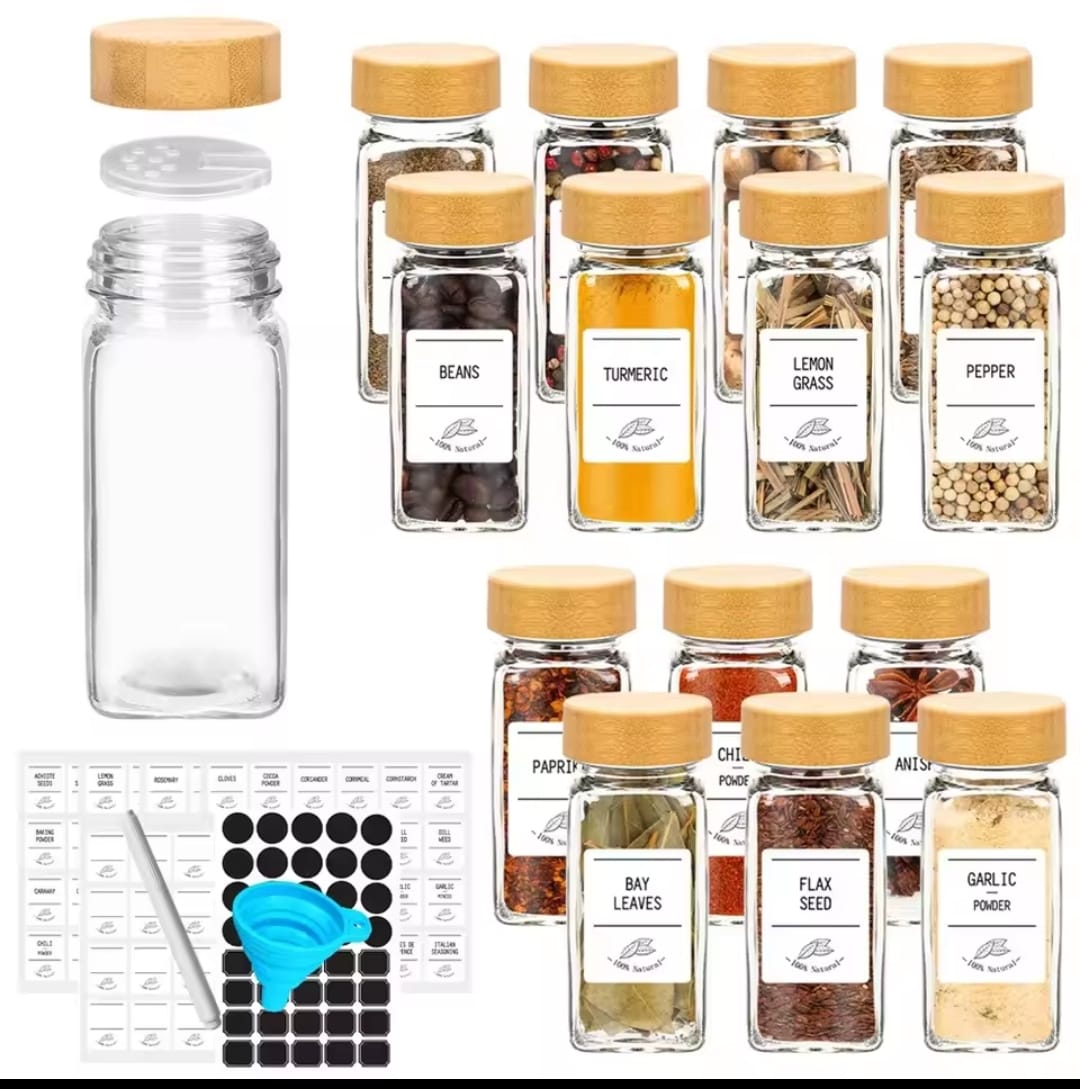 12pc Glass Spice jars