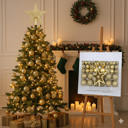 101 Christmas balls with tree topper