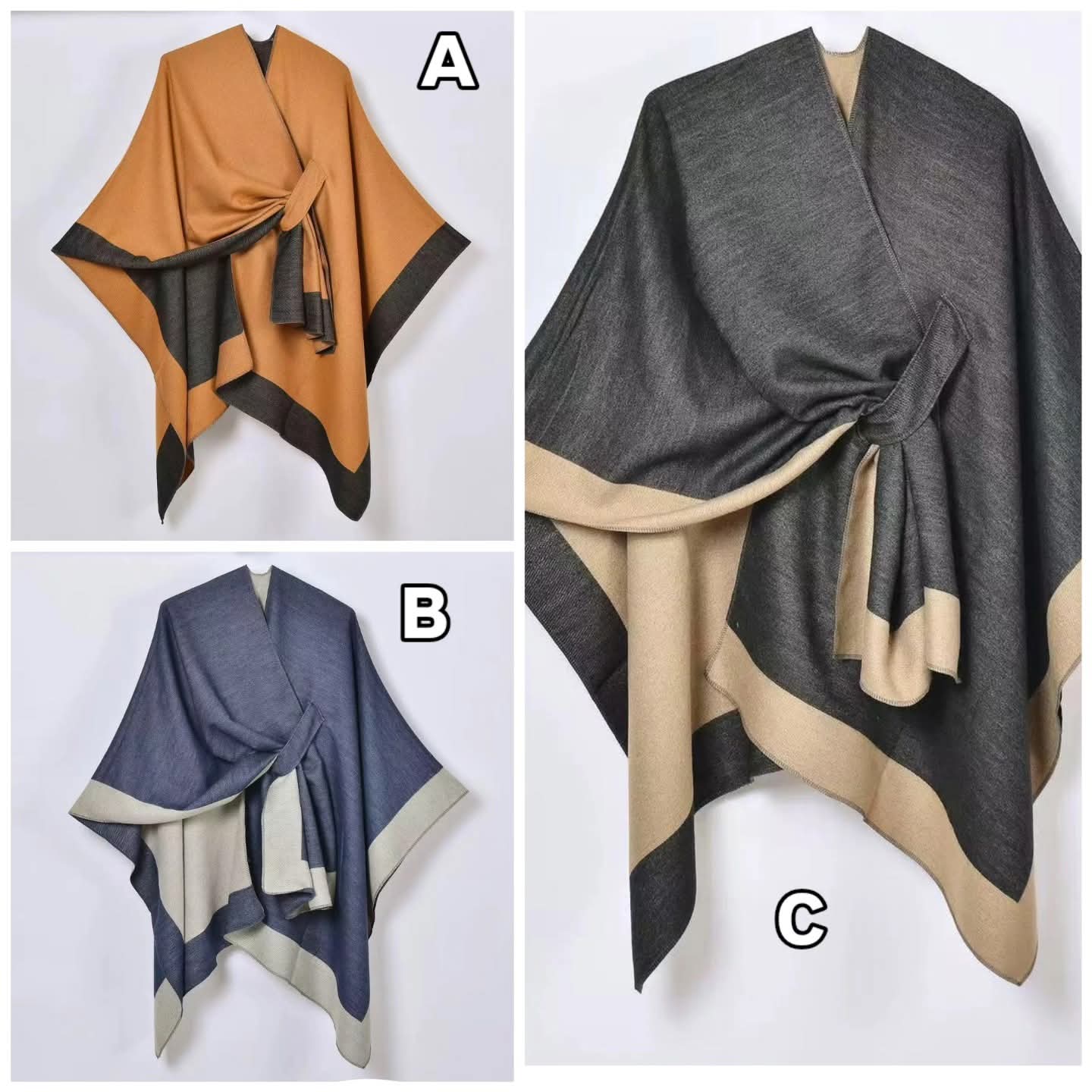 Double sided wrap up shawl winter  ponchos