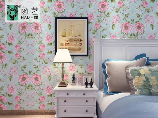 Adhesive flower wallpaper