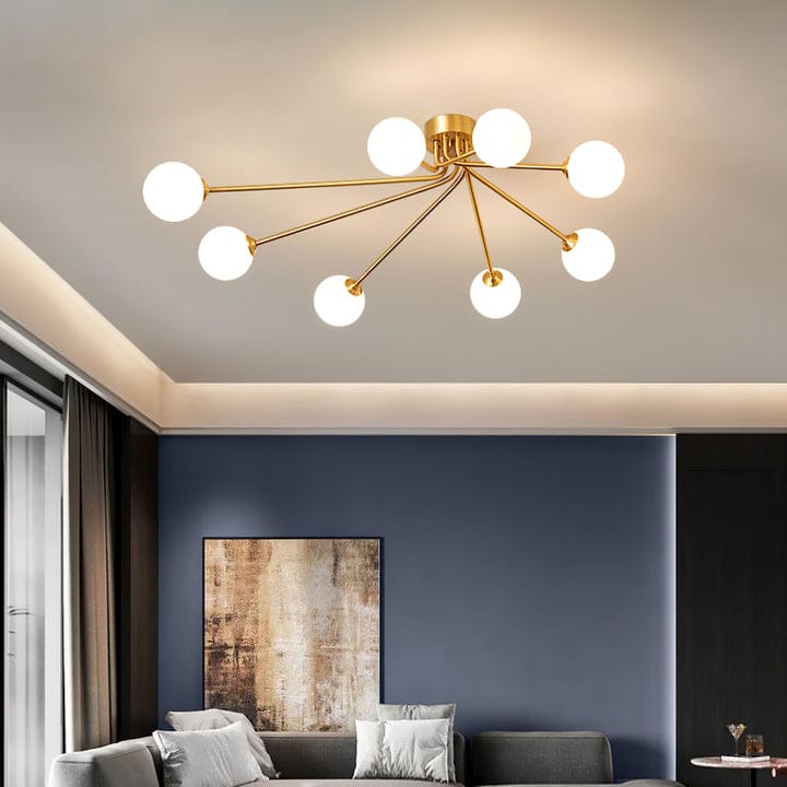Orbit ceiling light with 8 bulbs
