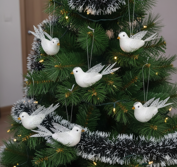 4Pc Christmas Doves Decor