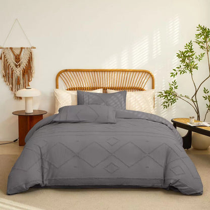 Tufted Geometric Duvet Cover Set