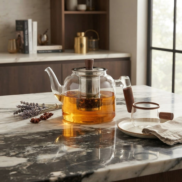 1.2L  Glass Infuser Tea Pot with Strainer