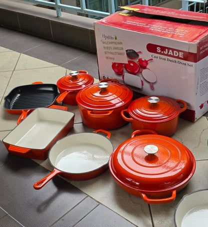 11pc Enamel cast iron cookware set
