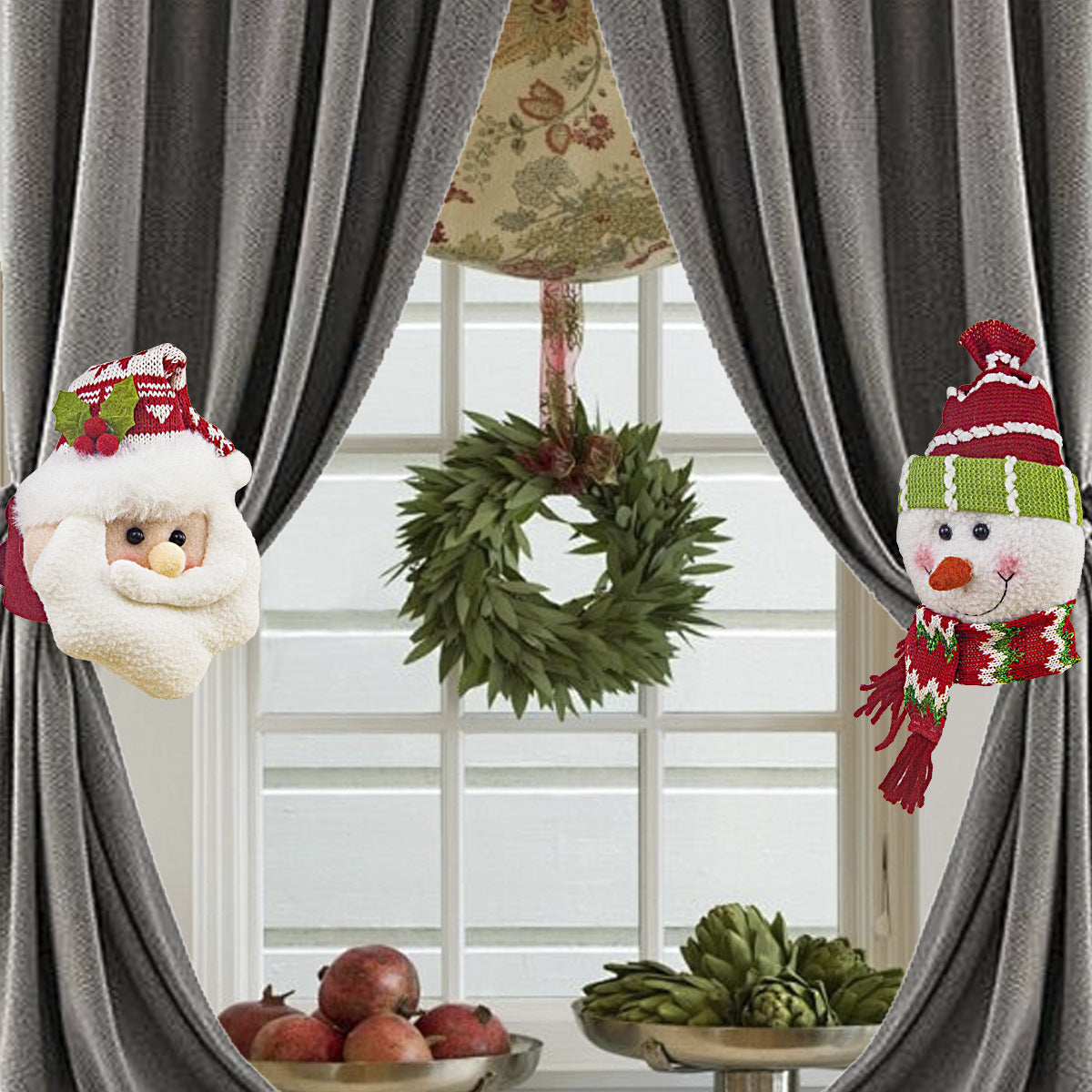 2Pcs Christmas Curtain Buckle Santa Claus Snowman Curtain Tie Back