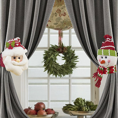 2Pcs Christmas Curtain Buckle Santa Claus Snowman Curtain Tie Back