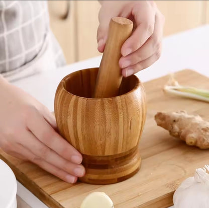 Bamboo mortar and pestle