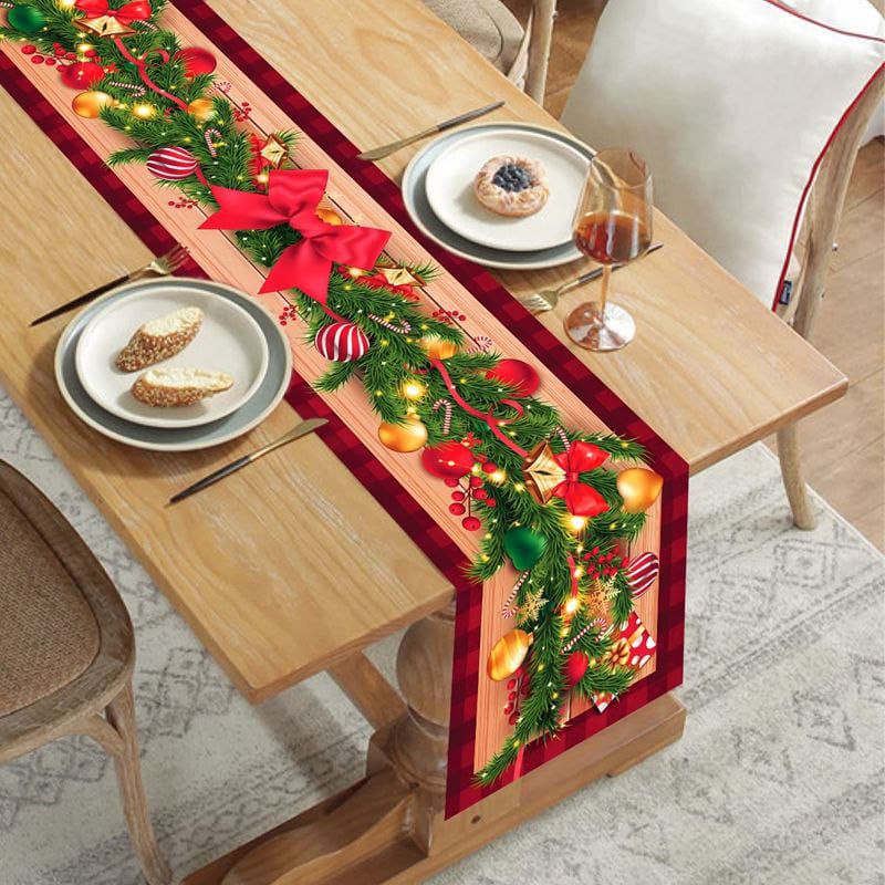 33*183Cm Christmas Table Runner with 5 Table Mats Set