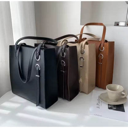 Office leather tote bag