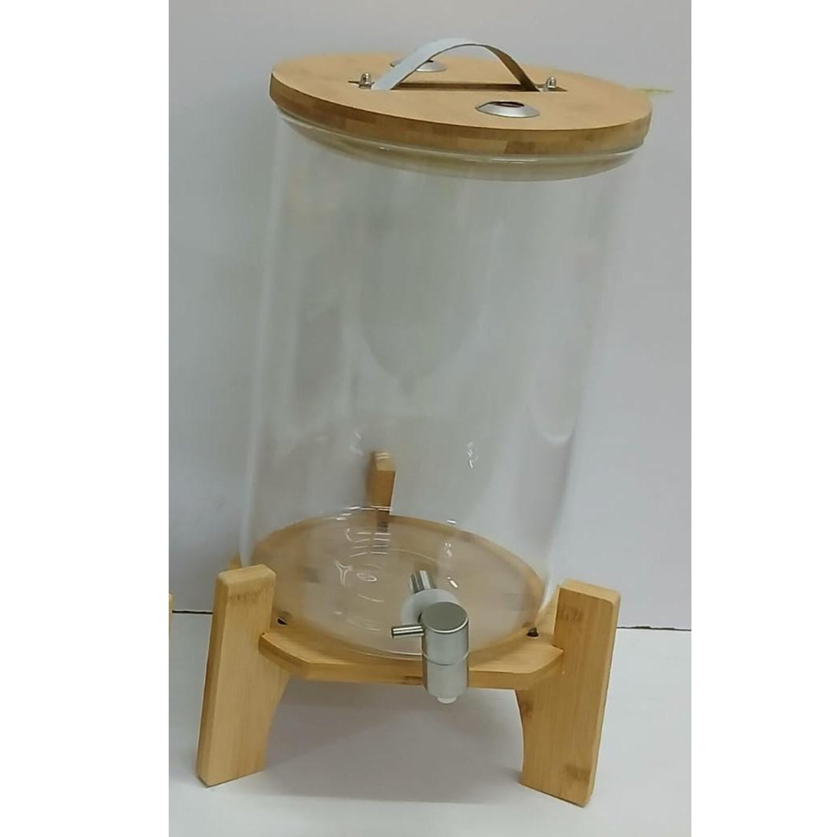 8L Glass Juice and Beverage Dispenser with Bamboo Stand