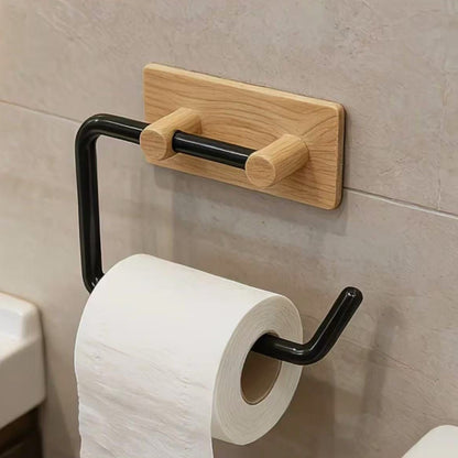 Wood Grain No Drill Toilet Paper Holder