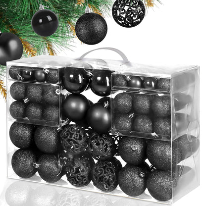 100Pc  Black Christmas Tree Decor Balls Set