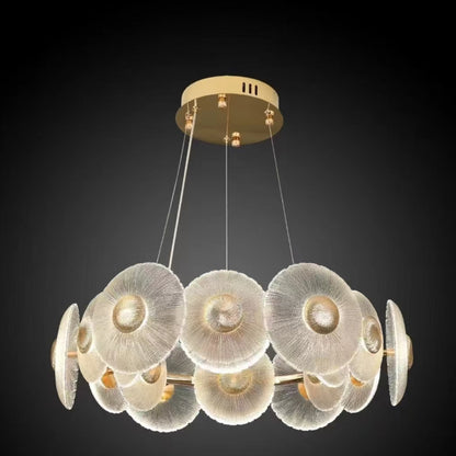 Circular Petal-Glass Chandelier Light