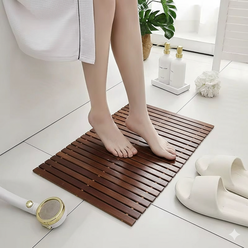 Bamboo bathroom mat