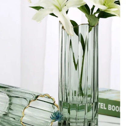 Green Glass Flower Vase