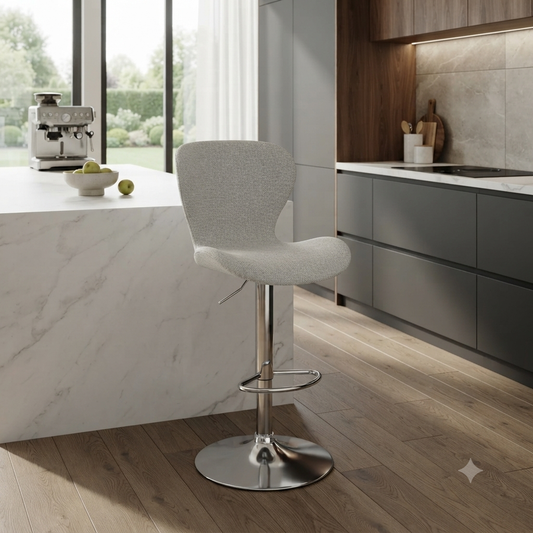 Adjustable Fabric Wingback Bar Stool
