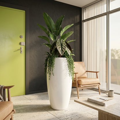Tall White Floor Planter