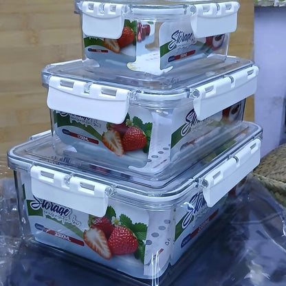 3Pc Airtight Acrylic Fridge Container Set