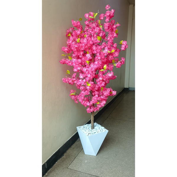 150cm Artificial Pink Blossom Tree with Geometric Planter