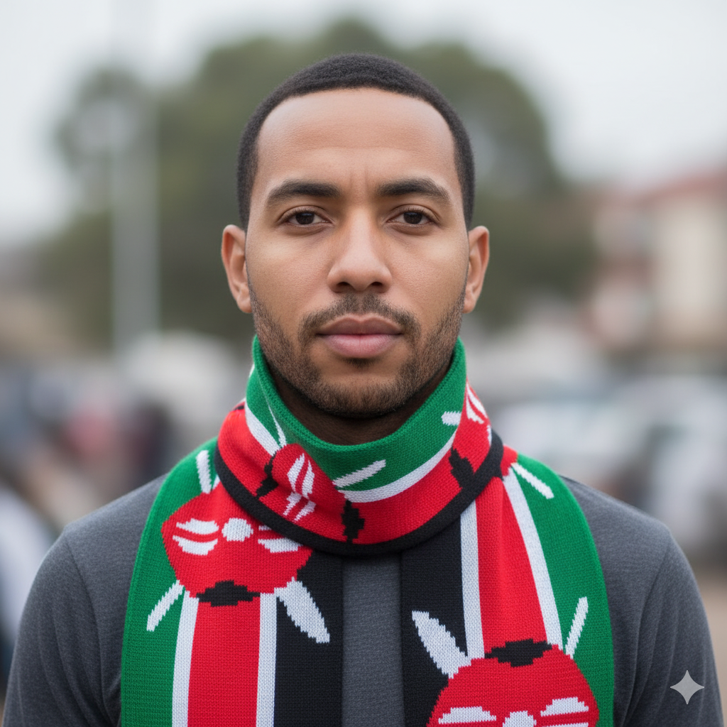 Knitted Kenyan Flag Scarf 143cm