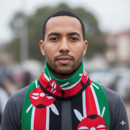 Knitted Kenyan Flag Scarf 143cm
