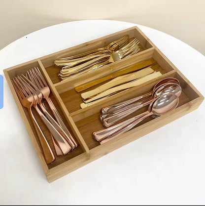 Bamboo Kitchen Drawer Cutlery Organizer