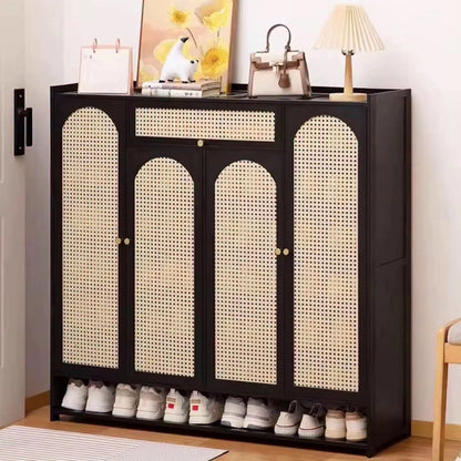 Big Size Black Wooden Bamboo Shoe Rack Gha