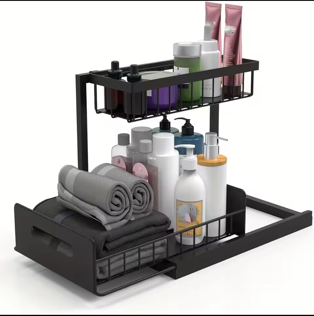 Sliding bathroom organizer under sink organizer bathroom caddy