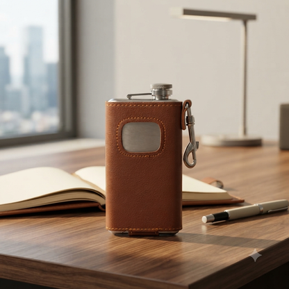 Leather Wrapped Stainless Steel Hip Flask Gift