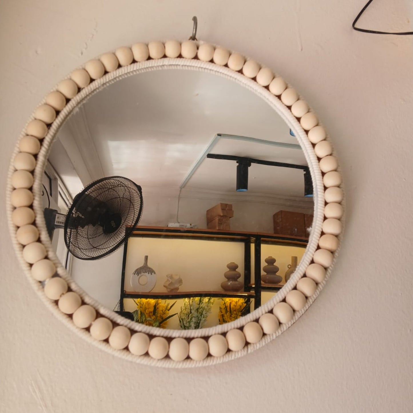 Boho Beaded Round Mirror Wall Decor and Tray