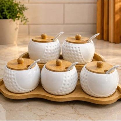 5Pca Ceramic Storage Jar Set