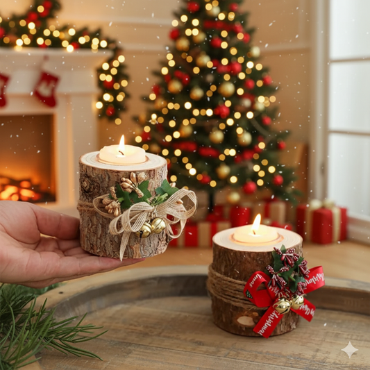 Christmas Candle Wooden Holder