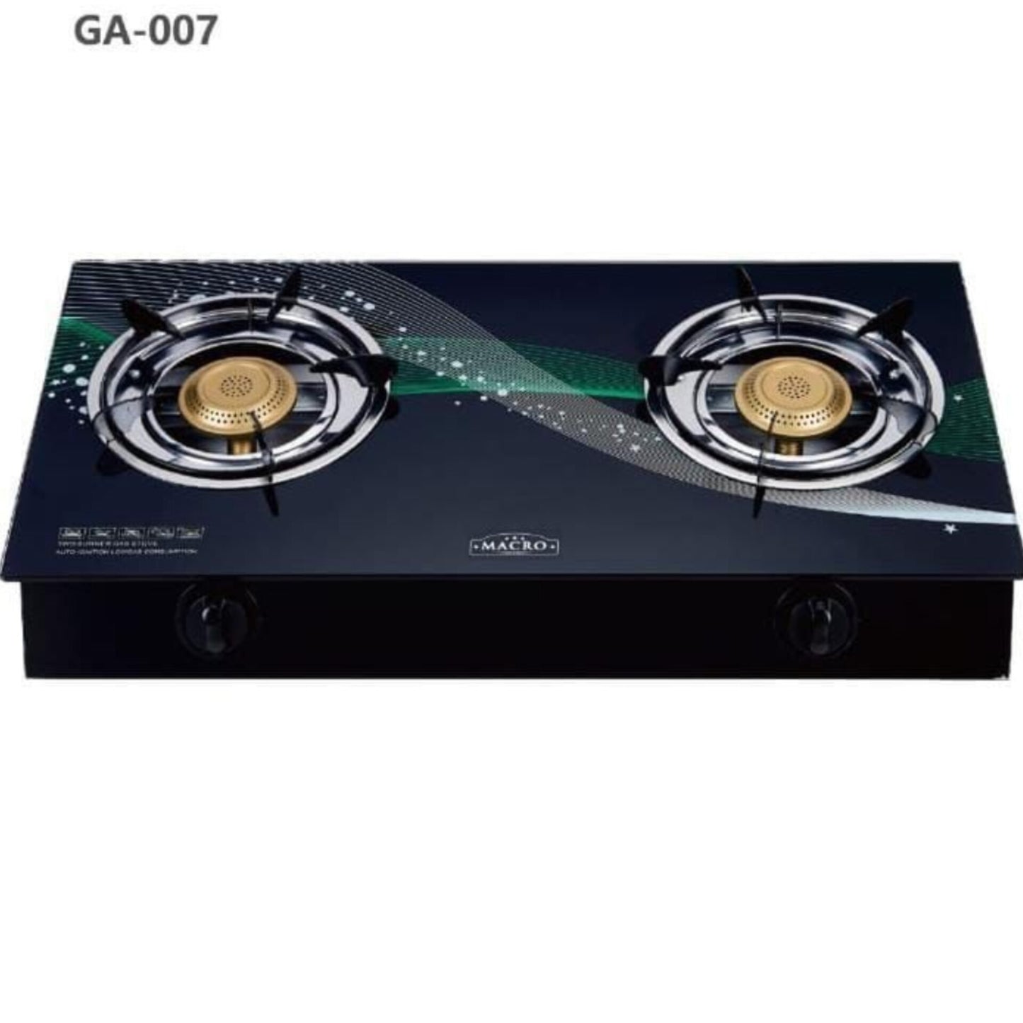 Double Burner Glass Top Gas Stove GA-007