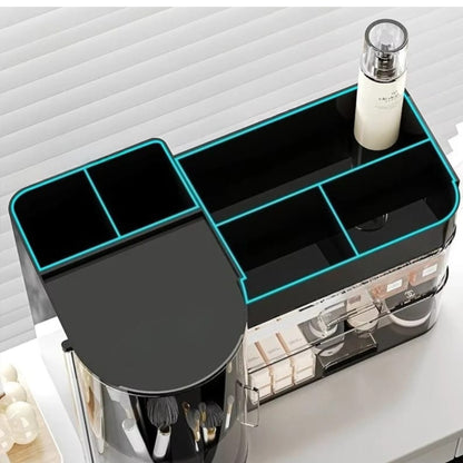 Cosmetic Organizer Rack With Tray And Rotating Holder