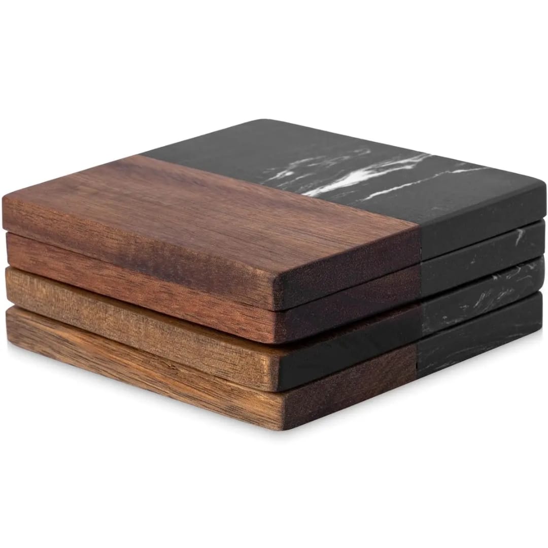 10pcs Marble and wood coasters