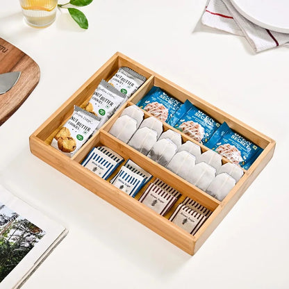 Bamboo cutlery tray organizer