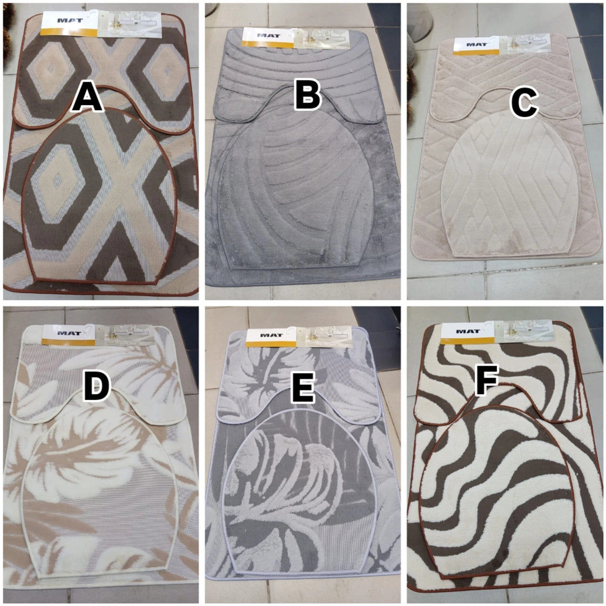 3Pcs  Toilet Mat Set