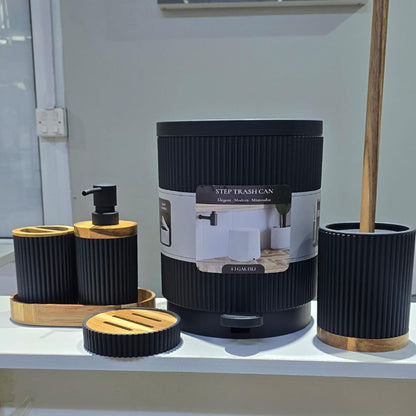 6Pcs Round Ribbed Bathroom Set
