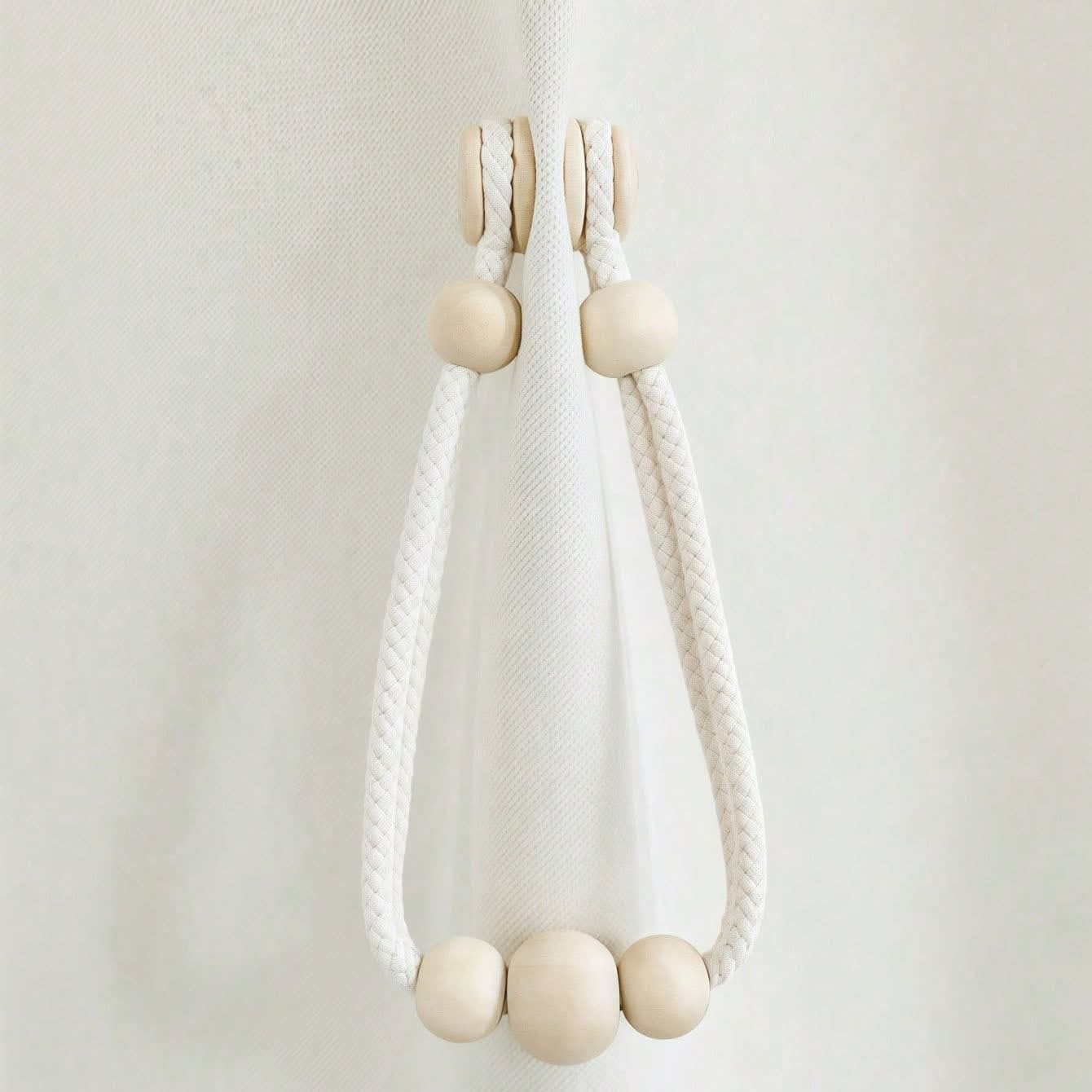 2 Piece Magnetic Curtain Tiebacks With Wooden Beads
