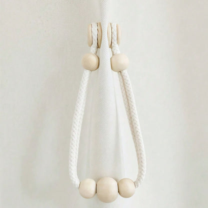2 Piece Magnetic Curtain Tiebacks With Wooden Beads