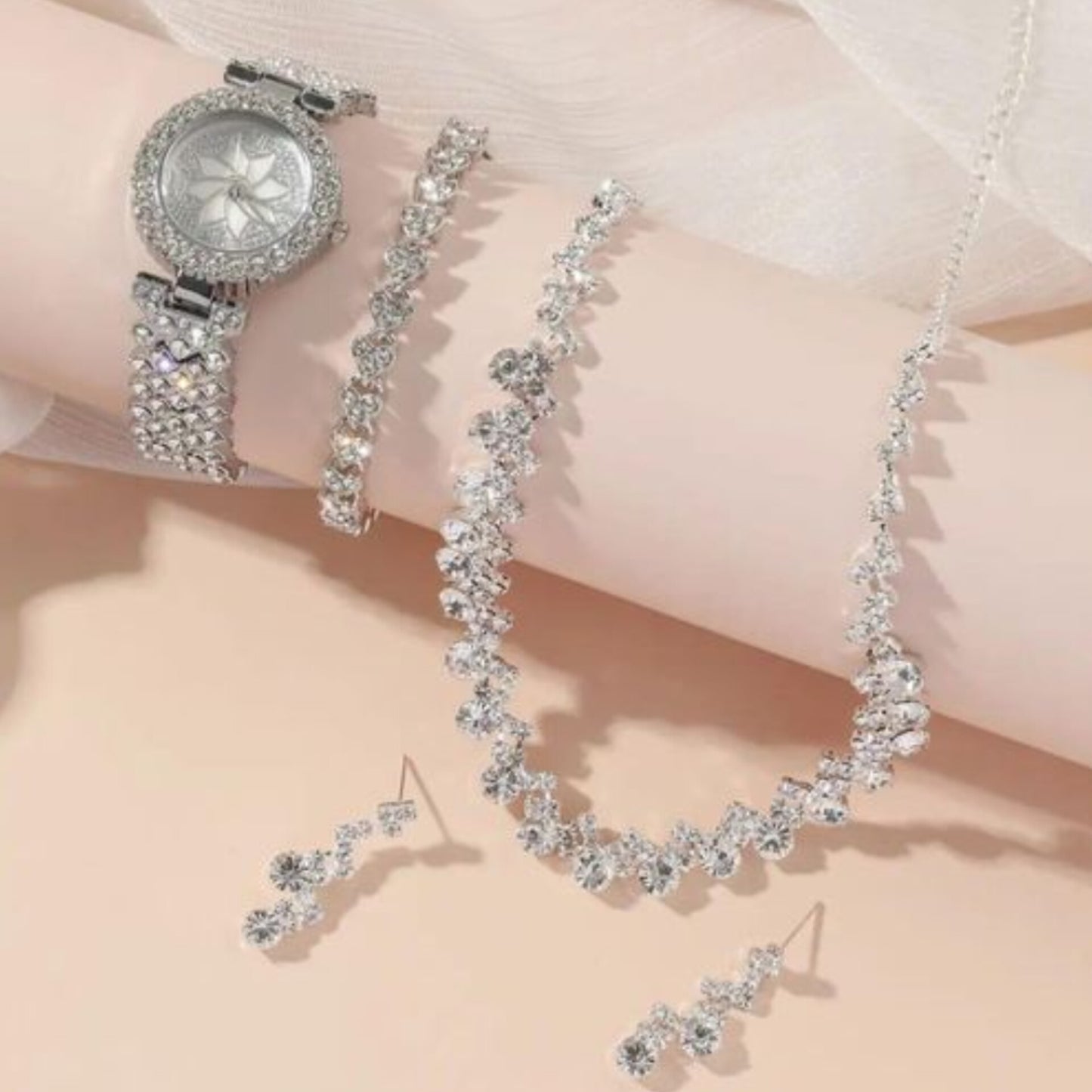 4 Pcs  Ladies Watch and Jewelry Gift Set